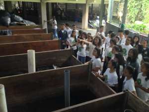 Su.pardi of Rumah Kompos PadangTegal showing us how they make compost